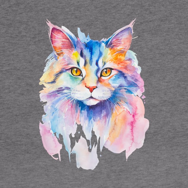 watercolor Norwegian Forest Cat by MariDein